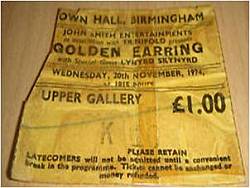 Golden Earring show ticket November 20, 1974 Birmingham - Town Hall